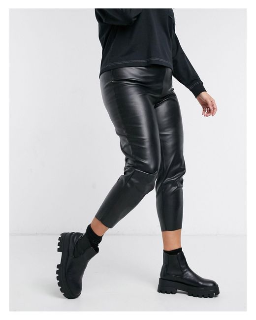 Legging Taille Haute En Similicuir Noisy May En Coloris Noir Lyst