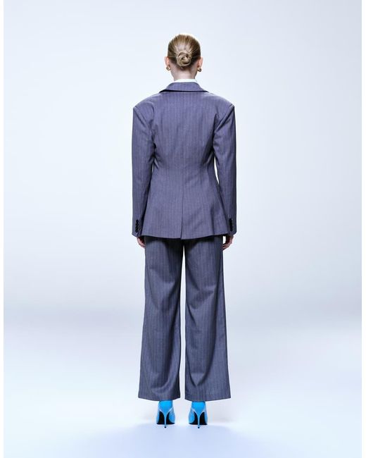 4th & Reckless Gray Tailored Pleat Detail Wide Leg Suit Trouser Co-ord