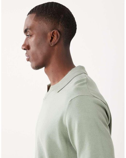 Threadbare Gray Knitted Short Sleeve Polo Shirt for men