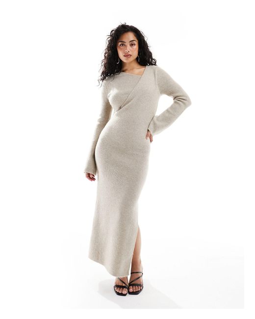 Pretty Lavish White Space Dye Knit Midaxi Dress