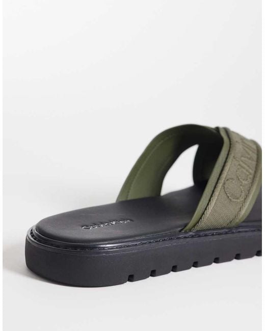 Calvin Klein Brown Cross Sandals for men