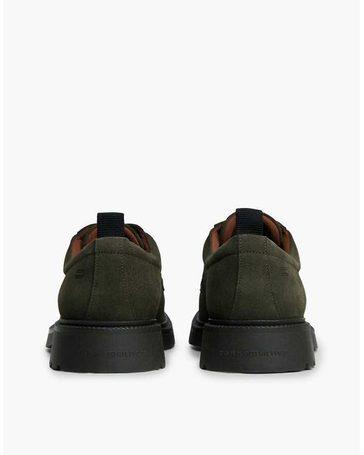 Tommy Hilfiger Green Suede Lace-Up Derby Shoes for men