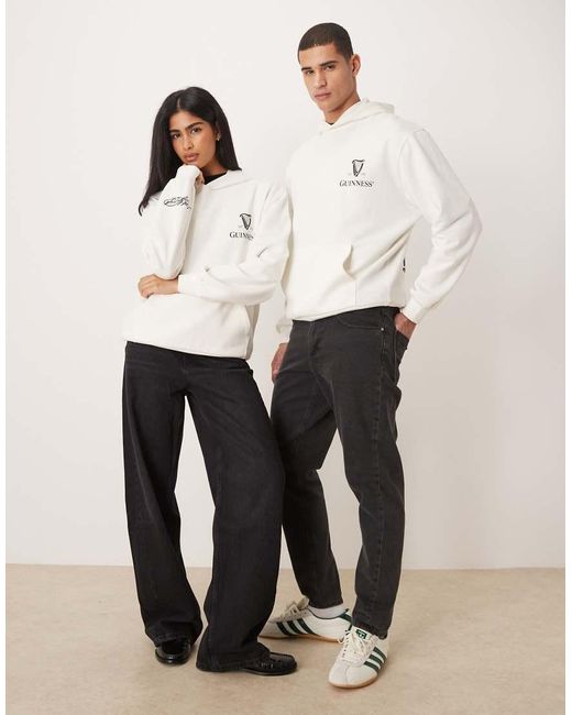 ASOS White Unisex Relaxed Hoodie With Guinness Print