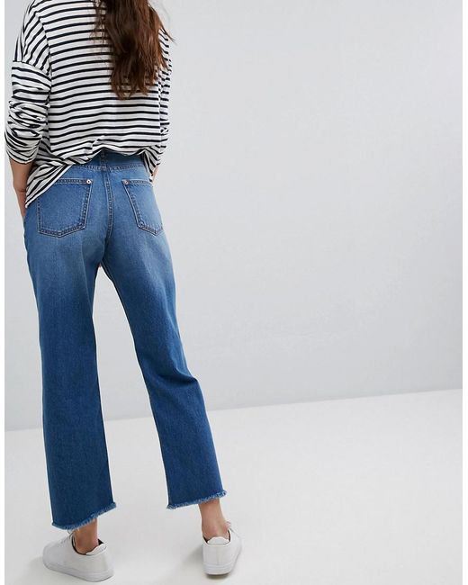 Denim High Waist Straight Leg Jeans 