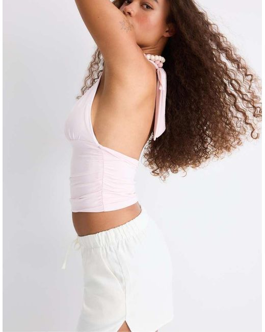 Stradivarius White Rustic Shorts