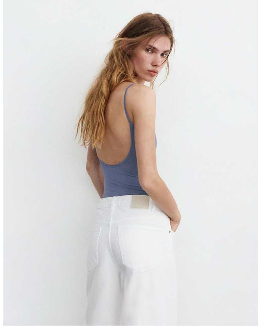 Pull&Bear Blue Polyamide Bodysuit With Thin Straps