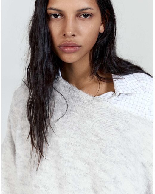 Pull&Bear White Pullover