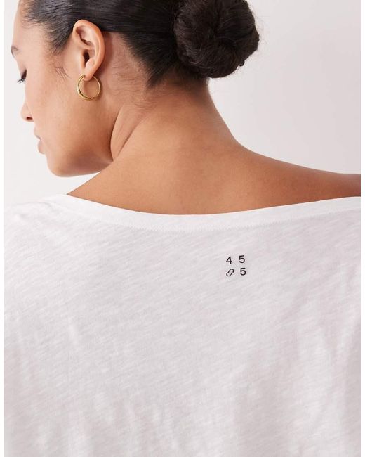 4505 White Curve Quick Dry Cotton Slub Texture Off The Shoulder Crop T-shirt