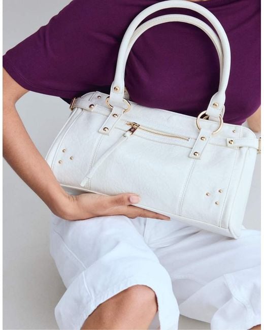 Stradivarius White Studded Shoulder Bag