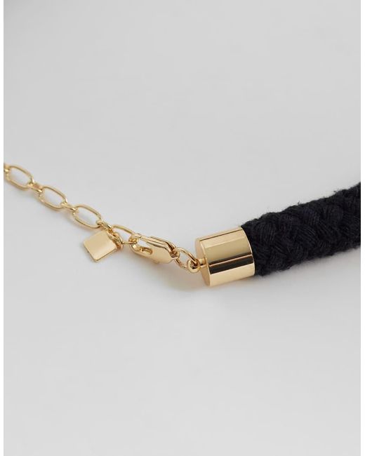 ASOS Metallic Corded Necklace With Hammered Swirl Pendant