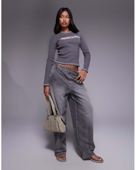 Abrand Jeans Gray Rebellion Print Long Sleeve T-Shirt