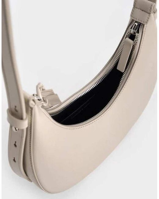 Charles & Keith Natural Carey Crescent Bag