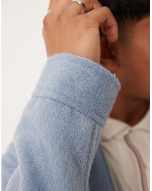 ASOS Blue Oversized Wool Look Harrington Jacket for men