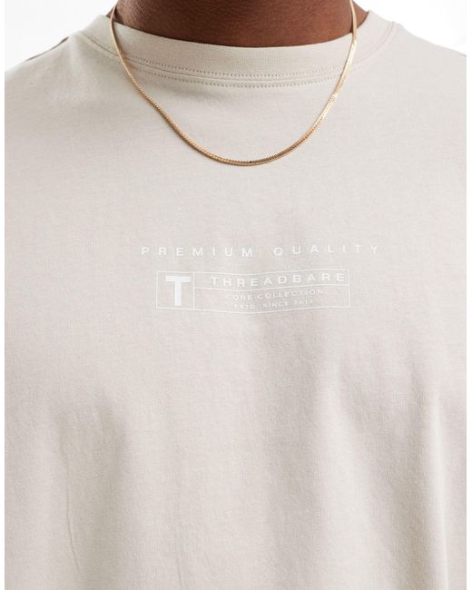 Threadbare Natural Oversized Back Print Logo T-shirt for men