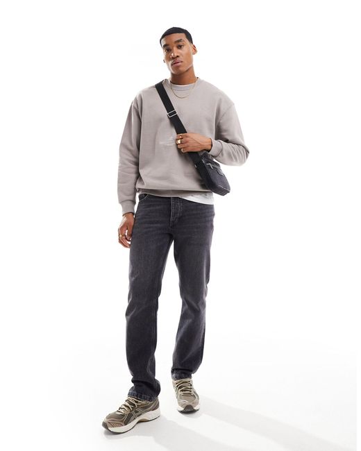 ASOS Gray Oversized Sweatshirt With Front And Back Text Print for men