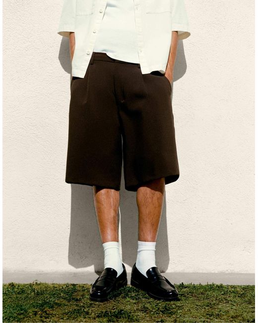 Pull&Bear – elegante bermudashorts in Natural für Herren