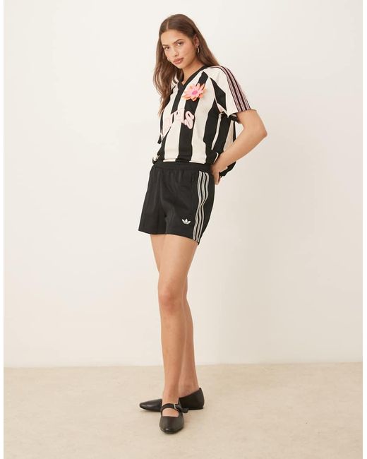 Adidas Originals Black Crochet 3 Stripe Shorts