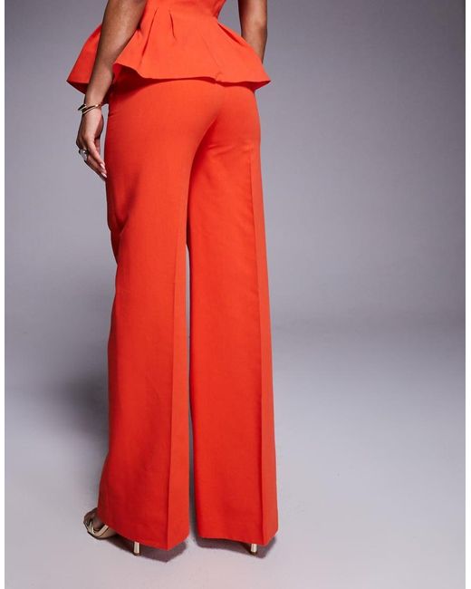 Mango Red Pleat Front Tailo Pants