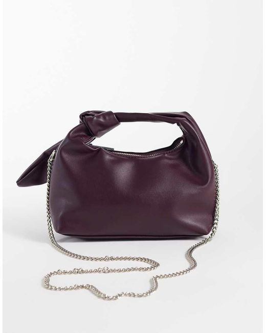 Pieces Purple Knot Detail Cross Body Bag