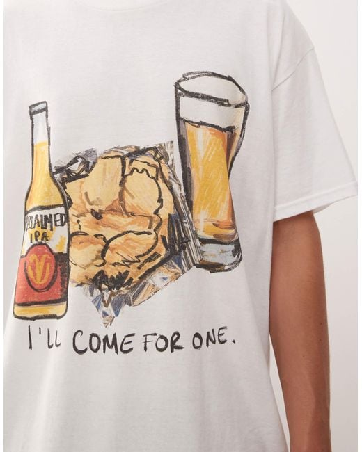 Reclaimed (vintage) – unisex-t-shirt mit oversize-passform in White für Herren