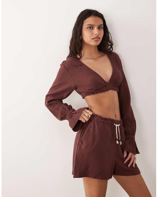 ASOS Brown Off Shoulder Top Co-ord