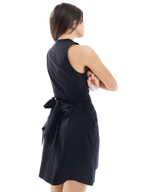 ASOS Blue Sleeveless Plunge Mini Dress With Self Belt