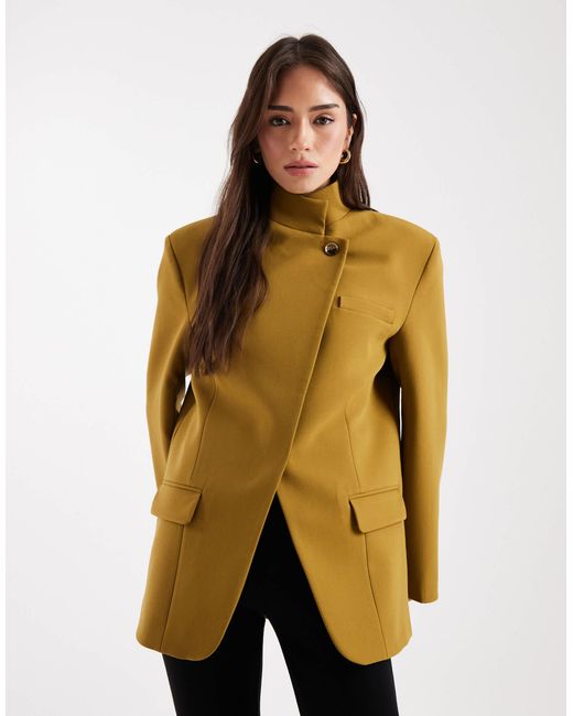 ASOS Natural Wrap Front Oversized Blazer