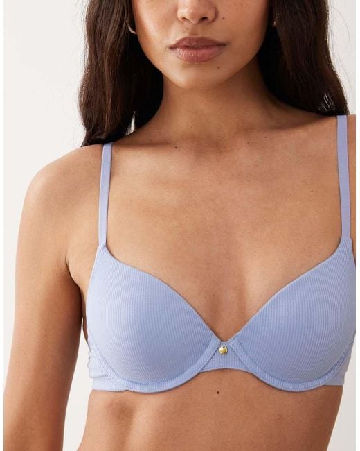 ASOS Blue Rib Moulded T-shirt Bra