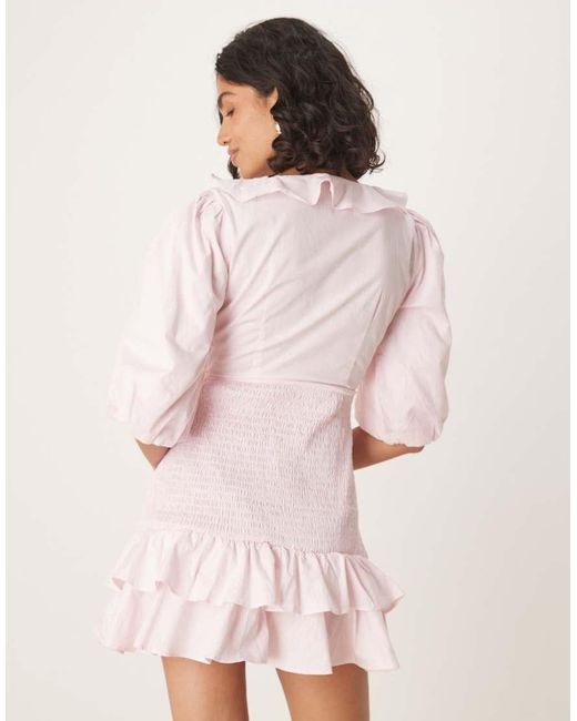Collective The Label Pink Shirred Frilly Mini Dress