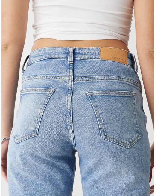 Noisy May Blue Yolanda Mid Rise Straight Leg Jeans