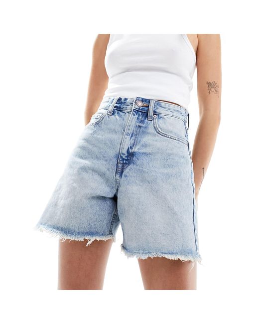Pull&Bear Blue – lang geschnittene jeans-shorts