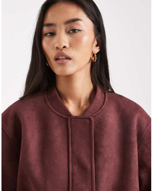 4th & Reckless Purple Super Soft Faux Suede Zip Through Bomber Jacket Co-ord
