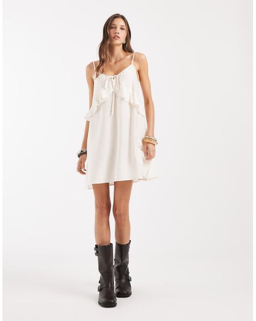 Vero Moda White Frill Trim Cami Mini Dress