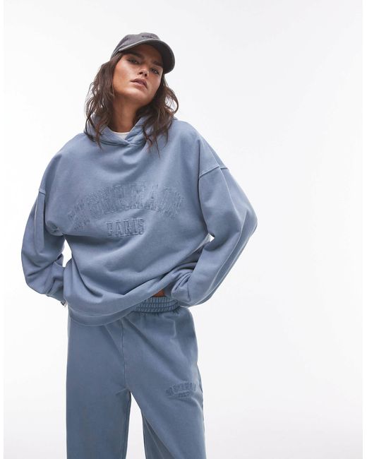 TOPSHOP Blue – oversize-kapuzenpullover
