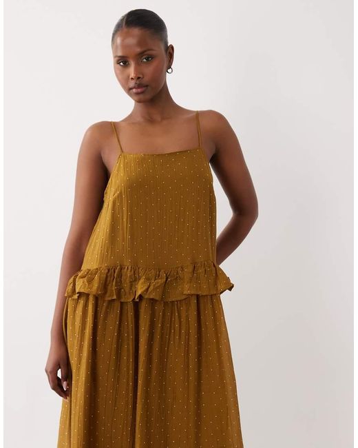 Vila Natural Rhinestone Tiered Cami Maxi Dress