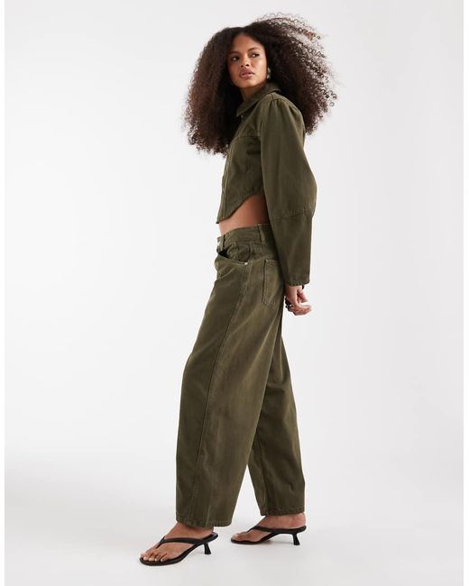 ASOS Green Low Rise Barrel Jeans
