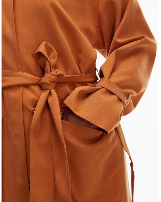 ASOS Brown Utility Pocket Belted Duster Coat