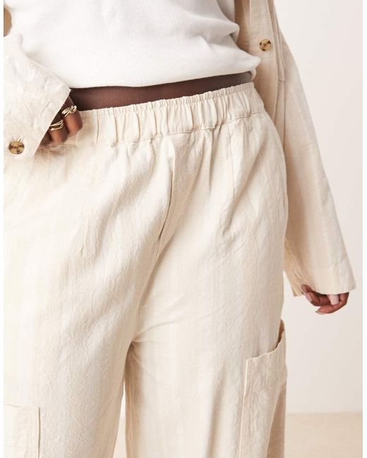 ASOS Natural Asos Design Curve Cotton Barrel Leg Trousers With Utility Pockets Co-ord