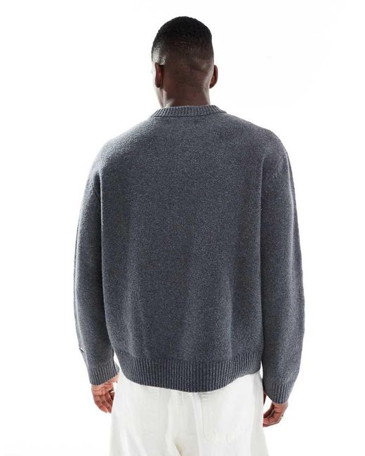 Jack & Jones Blue Oversize Thick Crew Neck Jumper for men
