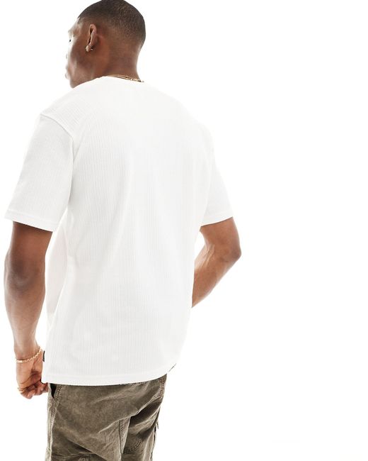 Pull&Bear White Textured T-shirt for men