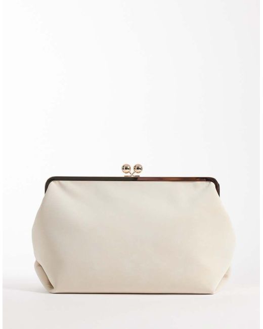 ASOS Natural Velvet Touch Oversized Frame Clutch Bag