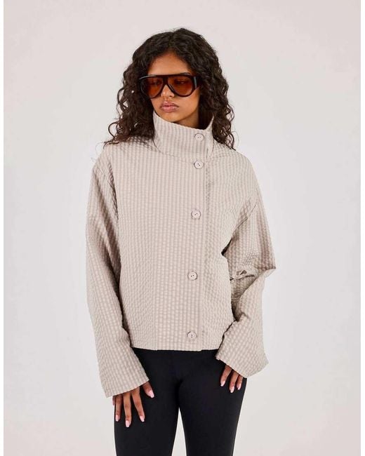 CERNUCCI White Crinkle Check Nylon Jacket