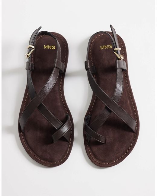 Mango White Toe Detailing Flat Sandals