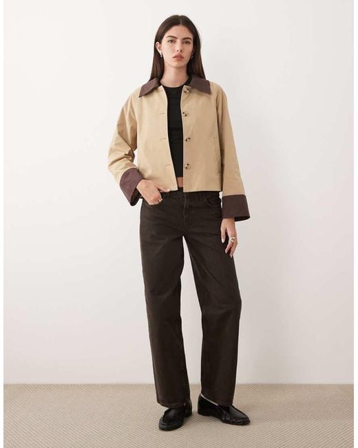 Vila Natural Cord Trim Barn Jacket