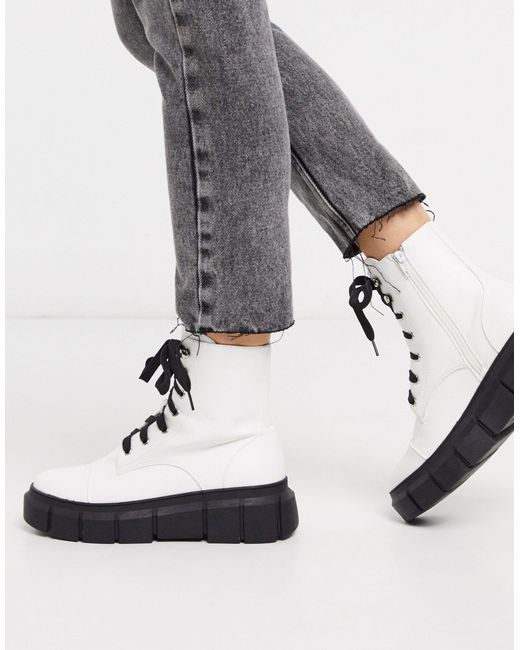 truffle collection chunky lace up ankle boots