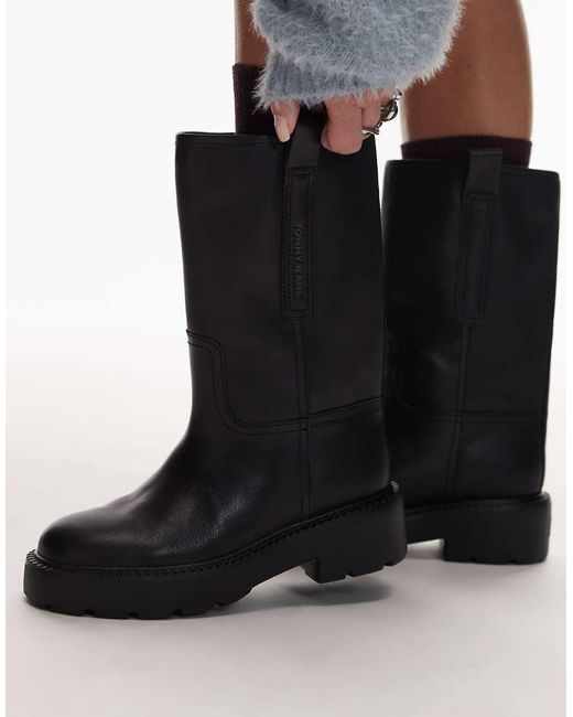 Tommy Hilfiger Black Mid Chunky Boots