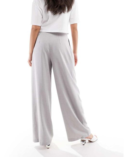 Bershka White High Waisted Tie Detail Wide Leg Tailored Trousers