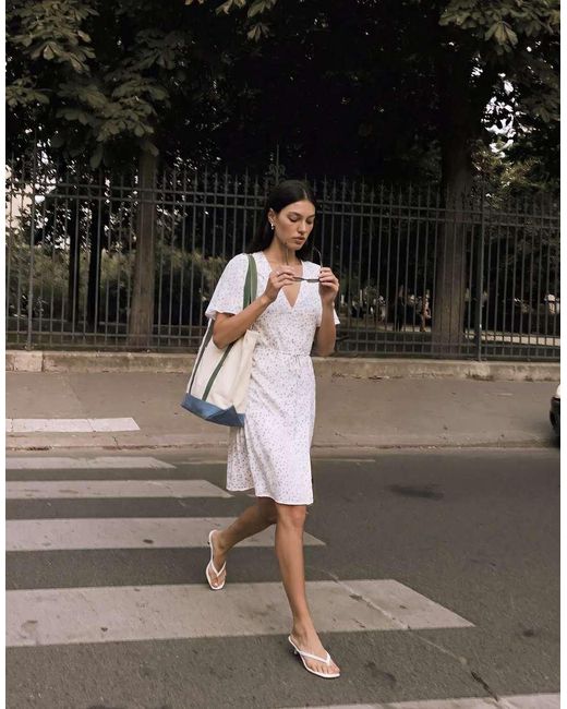 Vero Moda White Button Through Mini Skater Dress
