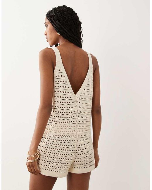 Miss Selfridge Natural Crochet Knit Romper