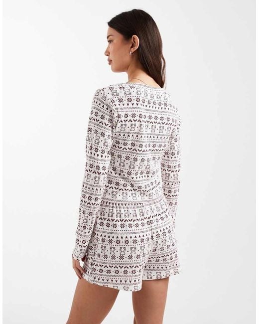 New Look White Bear Pointelle Pyjamas